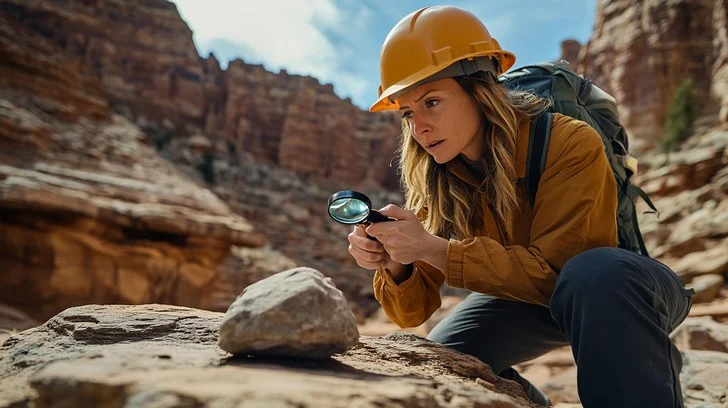 geologist-examining-rock-stockcake